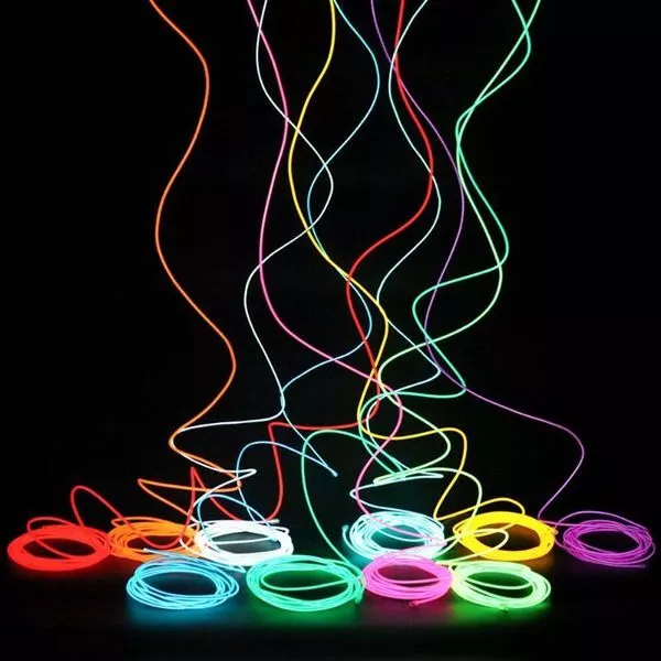 Neon LED EL Kabel Leuchtdraht Auto Lichtschnur Draht Licht Party Deko Batterie