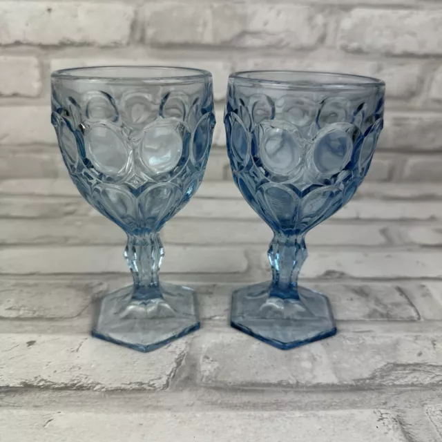 Fostoria Moonstone Light Blue Set of 2 Wine Goblets Glasses 51/8"