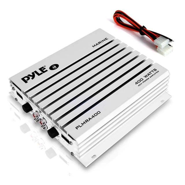 Pyle PLMRA400 400 Watt 4 Channel Waterproof Marine Boat Audio Amplifier, White