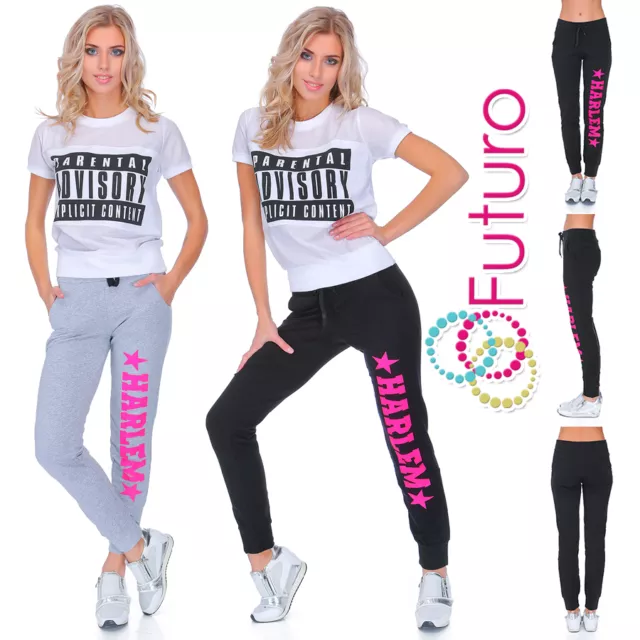 Mujer Deportivo Pantalones Harlem Estampado Bolsillos Casual Chandal Correr FZ09