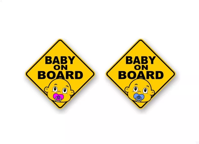 BABY On Board Yellow Diamond Cute Baby Vinyl Decals Car Safety Warning Stickers