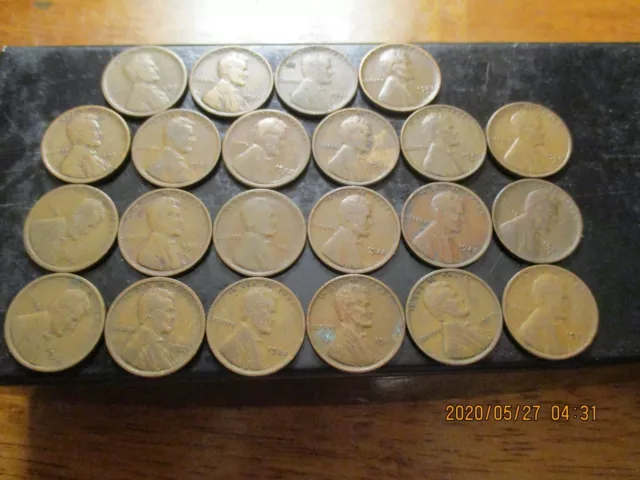 22,  1920-1929 PDS  Lincoln Wheat Cents. G/F   Note= ( See below for dates!! )