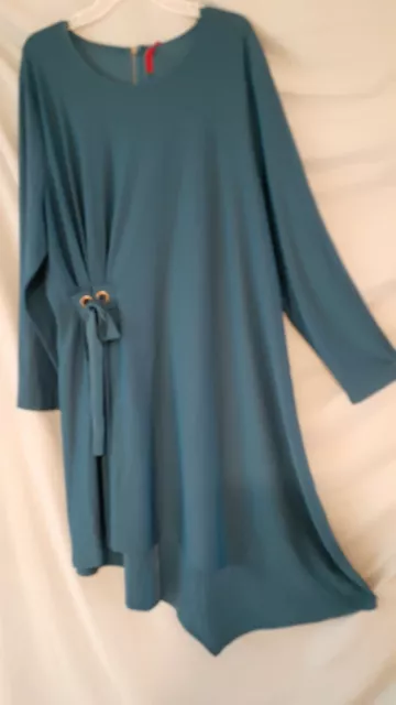 Love Scarlett Blue Teal Dress Long Sleeve Calf to Ankle Size 2X  54" BUST