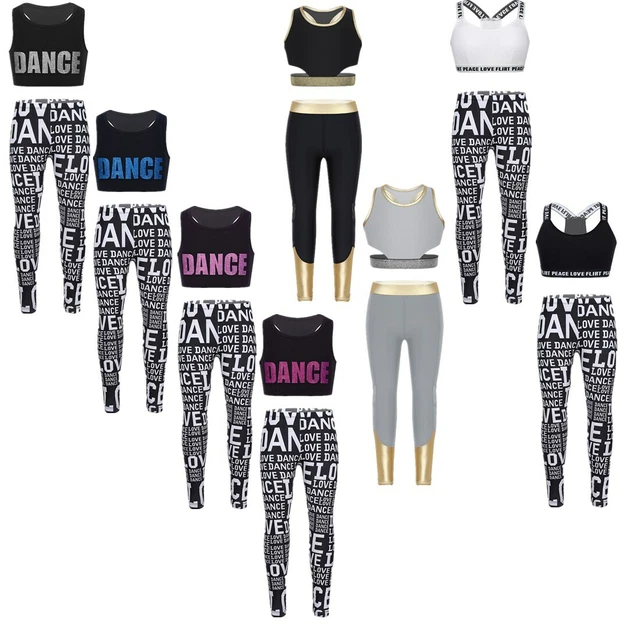 Kids Baby  Girls Sleeveless Crop Top Sports Bra+Pants Leggings Athletic Outfits