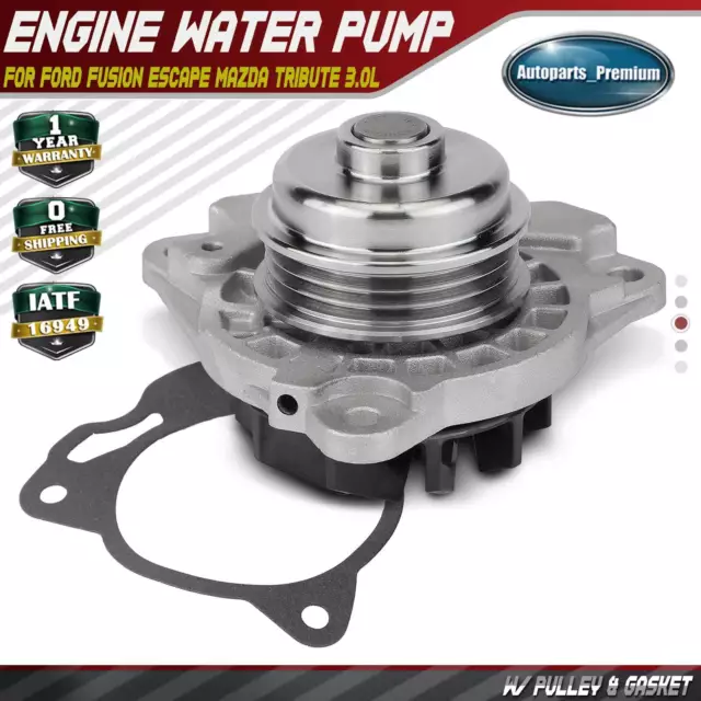 Water Pump w/ Pulley & Gasket for Ford Fusion Escape Mazda Tribute Mariner 3.0L