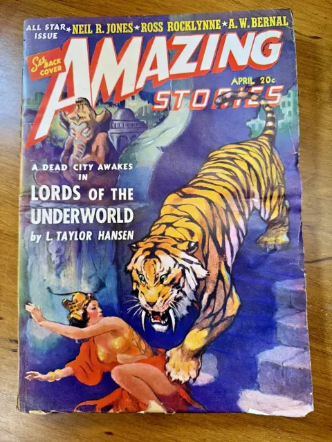 Amazing Stories April 1941 Science Fiction Pulp Frank Paul Back Cover