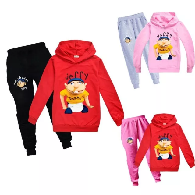 Hot Jeffy Kids Boys Girls Trousers Suit Long Sleeve Hoodies Tops +Pants Gift UK