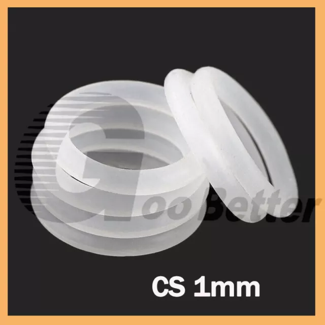 Food Grade O-Ring 1mm Cross Section Clear Silicone Rubber O Rings OD 5mm -50mm