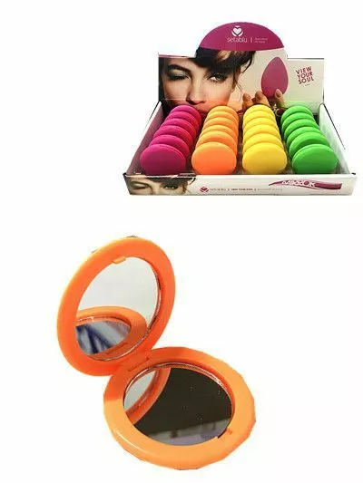 Set 24 Pz Specchi Specchietti Soft Touch Rotondi Make Up Trucco Colorati dfh