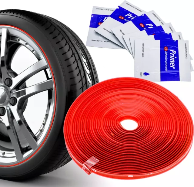 Felgen Kantenschutz Felgenringe Rim Guards Gummileiste 8 Meter - Rot