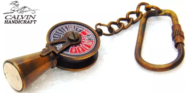 Antique Solid Brass Telegraph Key Ring Nautical Vintage Key Chain Brass Gift