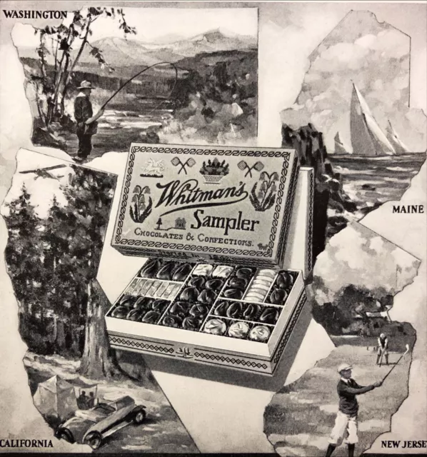 1930 Whitman's Chocolates Sampler Telegram Old Phone Vintage Print Ad