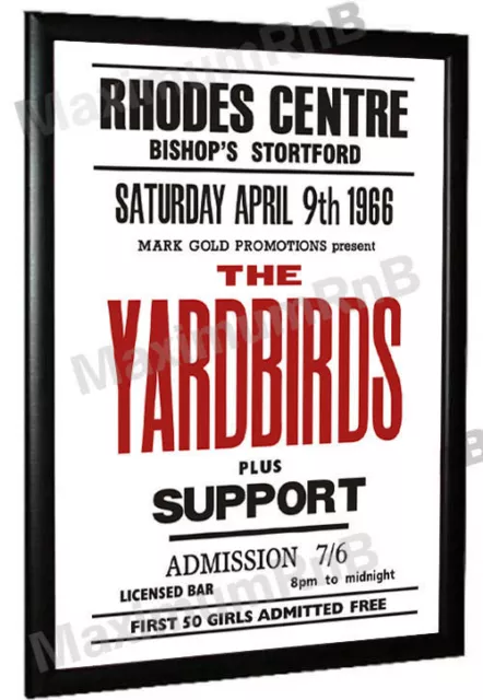 Yardbirds Concert Poster Rhodes Centre Bishops Stortford 1966