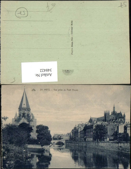 348422, Lorraine Moselle Metz view taken from the bridge medium bridge church
