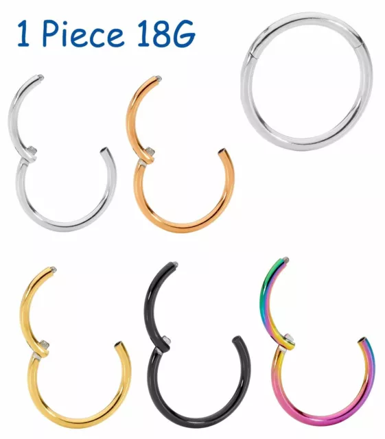 1 Piece 18G Surgical Stainless Steel Hinged Hoop Segment Sleeper Ring