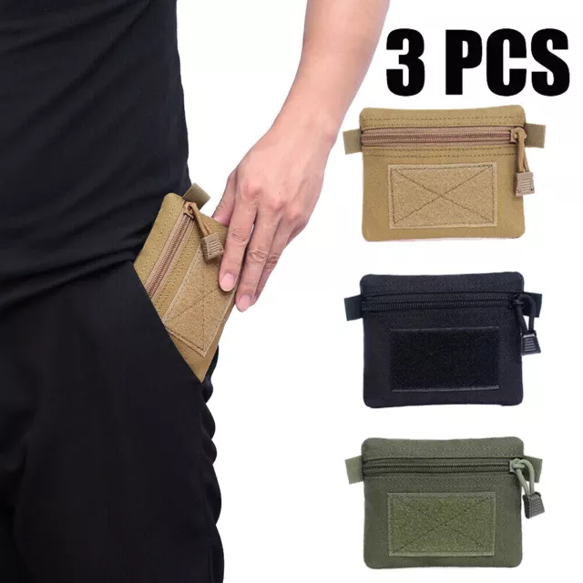 3 Pack Coin Purse Wallet Card Holder Key Bag Tactical Pouch Mini Pack for Men US
