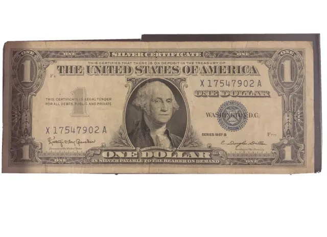 1957 A Series One Dollar Silver Certificate United States $1 Uncirculated