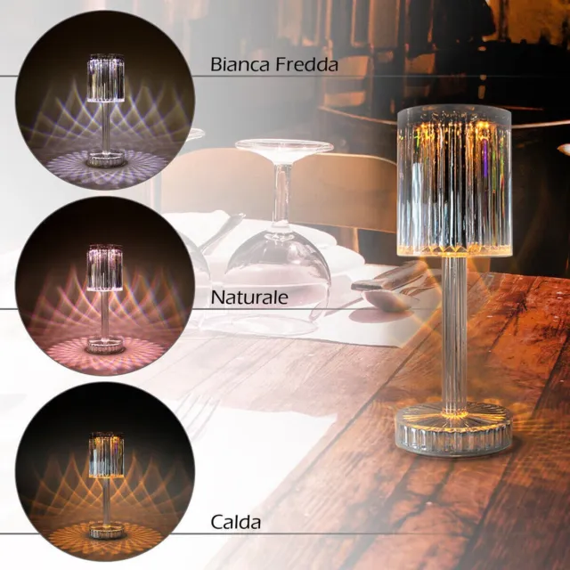Lampada Da Tavolo Led Ricaricabile Per Bar Ristoranti Hotel Pub Trasparente Usb 4