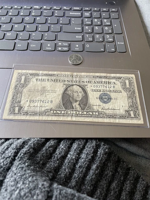 1957 $1 Dollar Bill Silver Certificate 🔴 STAR Note & Steel Cent