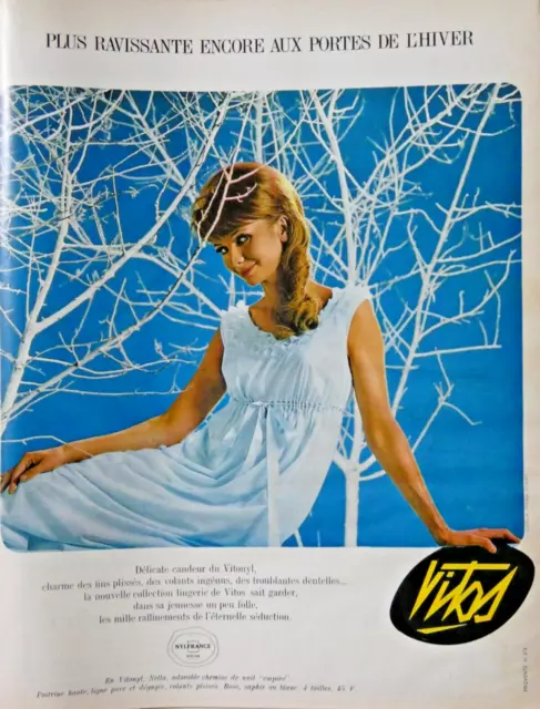 Publicité De Presse 1964 Vitos Collection Lingerie Chemise De Nuit Empire