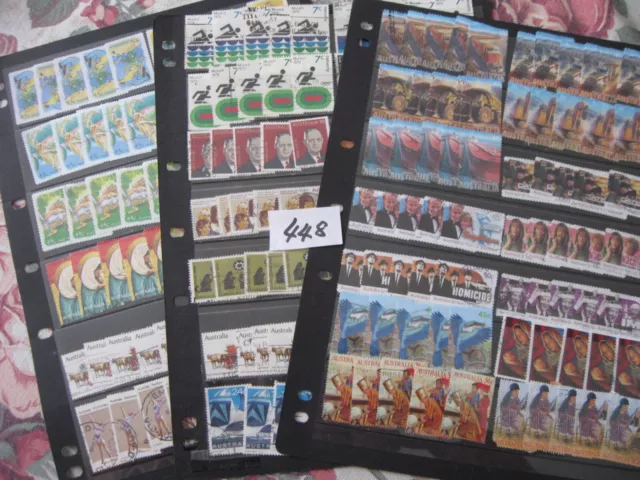 BULK 3 PAGES of USED AUSTRALIAN STAMPS Lot 448. OFF PAPER. SETS WHEN AVAILABLE.