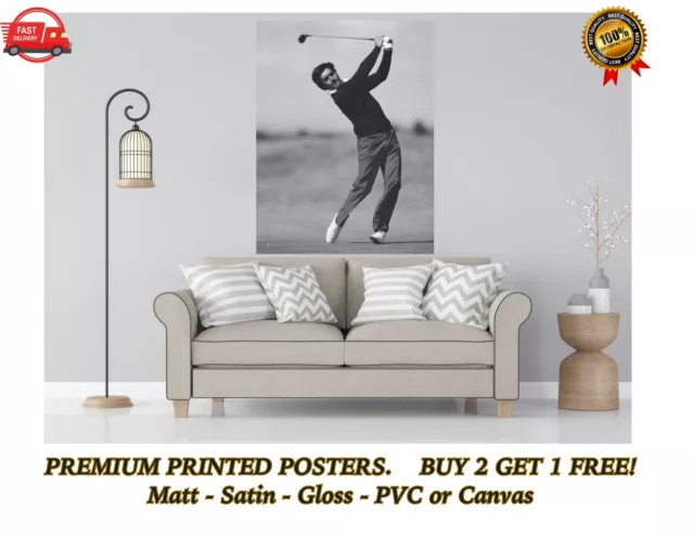 Seve Ballesteros Golf Legend Large Poster Art Print Gift A0 A1 A2 A3 A4 Maxi