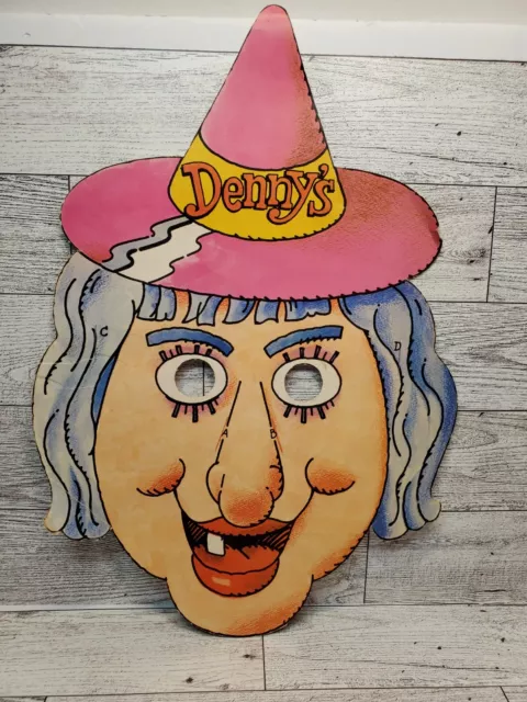 Denny's Restaurant Punch Out Halloween Witch Paper Mask from Menu 1977
