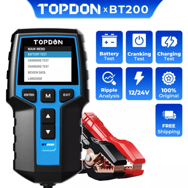 BT200 12 Volt Auto Load Battery Tester Digital 100-2000CCA Car Battery Analyzer