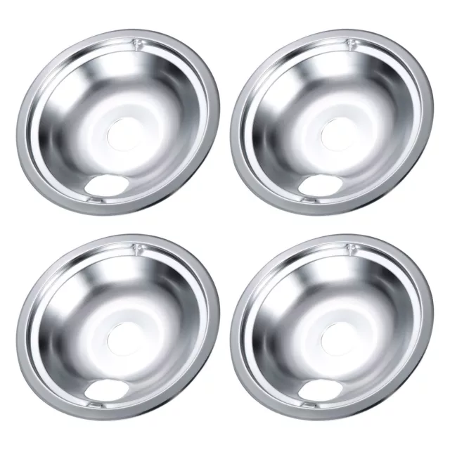 4pcs Chrome Oil Drip Pans 9.84"x1.77" Replacement Set Compatible Electric Range