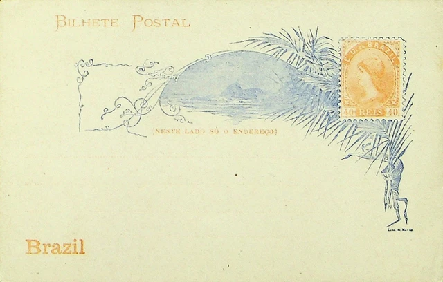 Sephil Brazil 40 Reis Fein Ungebraucht Postal Visitenkarten