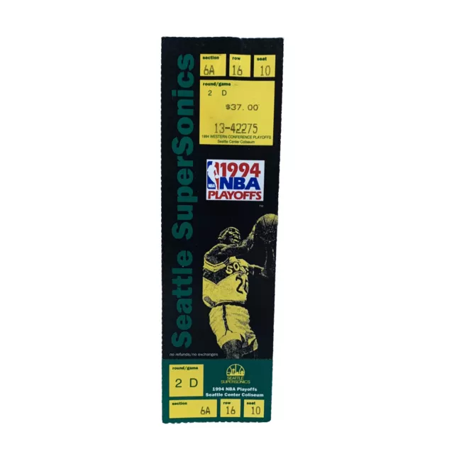 1994 NBA Playoffs Sonics round 2 Game D ticket unused Gary Payton Supersonics