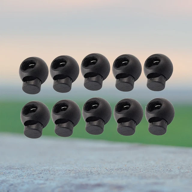 25 piezas Cable de tope de doble orificio Bloqueo Cierre Final Tapones Negro