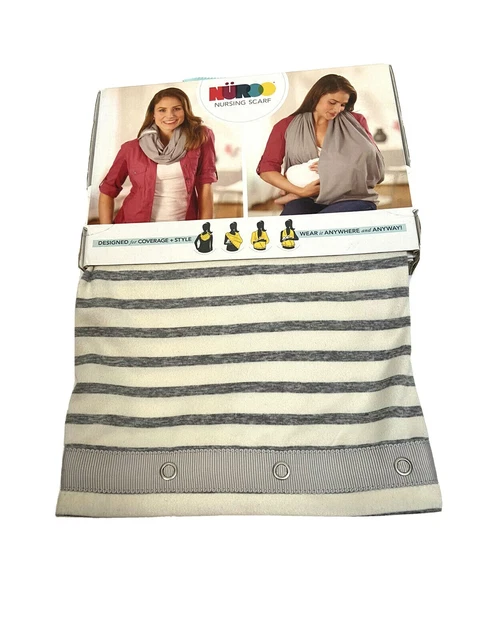 New Nuroo Nursing Cover Scarf Breastfeeding Covers Gray Stripe Baby Shower Gift