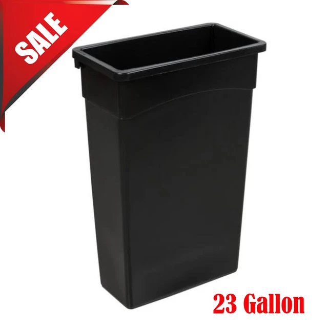23 Gallon Heavy-Duty Black Wall Hugger Tall Restaurant Kitchen Trash Can Home