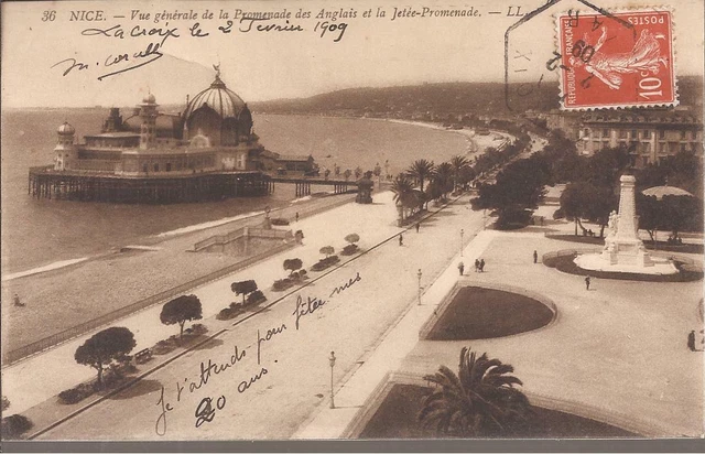 CPA 06 NICE. VUE GENERALE DE LA PROMENADE DES ANGLAI.ECRITE.EN 1909 TBE (ref 48)