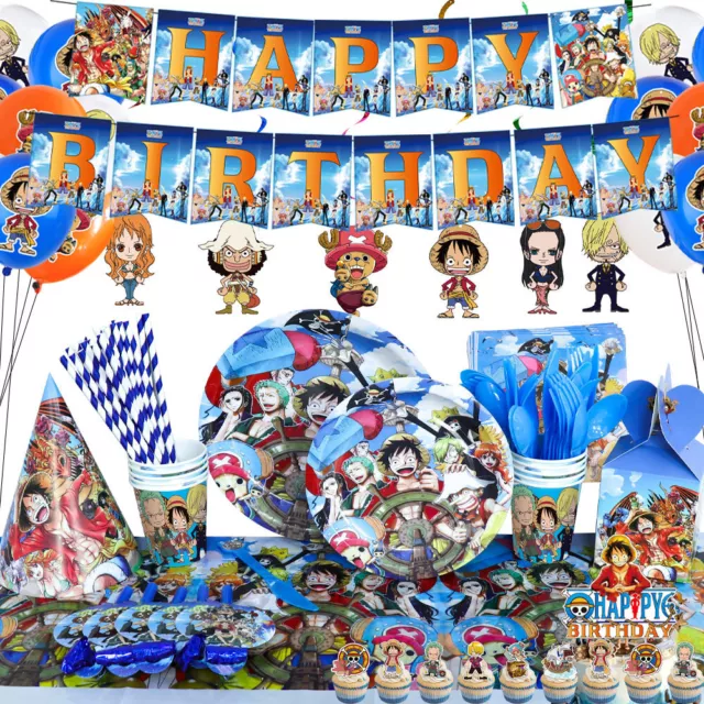 Anime One Piece Birthday Party Tableware Cake Toppers Plate Paper Cup Tablecloth