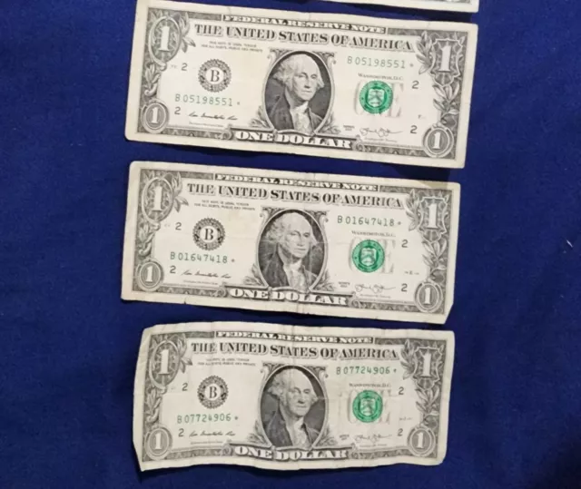 2013 - $1 Dollar Duplicate B Series Error Star Note Lot Of 3  (1) DC (2) FW