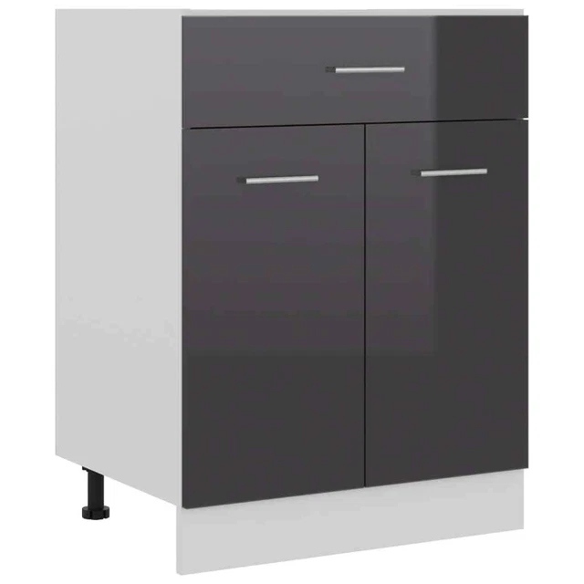 vidaXL Armoire de plancher tiroir Gris brillant 60x46x81,5cm Aggloméré