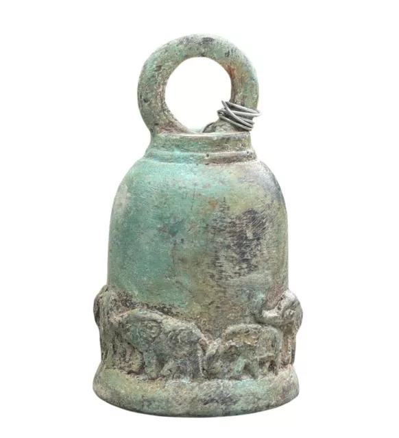 Bronze Temple Bell Meditation Small Bronze Buddhist Antique Elephant Chime 3"