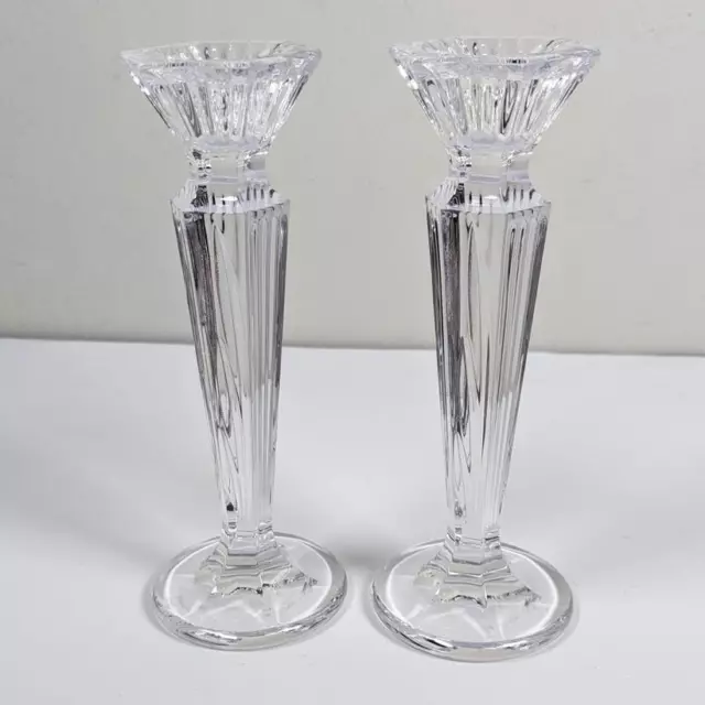 Marquis by Waterford Signed Festivale Small Crystal Candle Holders 6in Pair