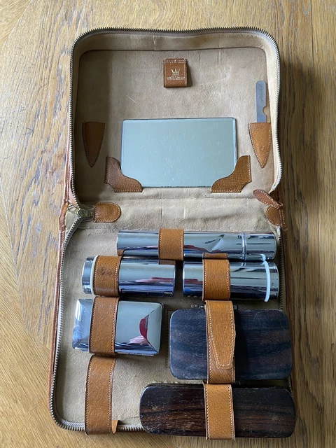 Kent of London Vintage Mens Grooming Set Shaving Brushes Zip Up Pouch