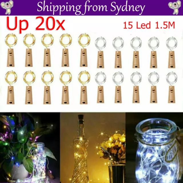 UP20x LED Fairy Wine Bottle String Light Cork Copper Wire Xmas Wedding Party Dec