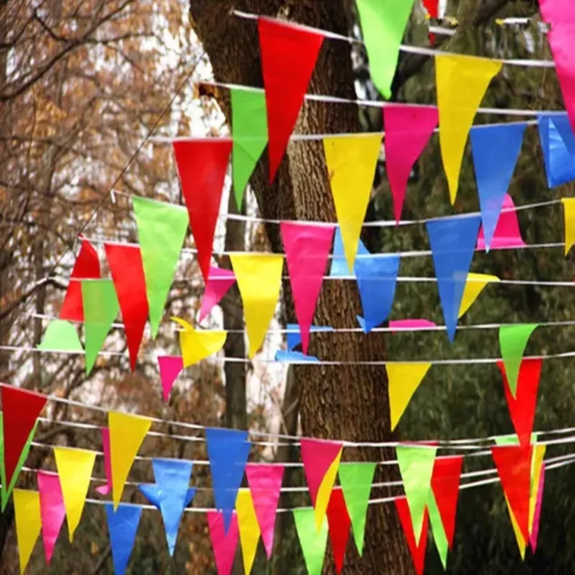 50m Bunting Banner Polyester Pennant Flag String  Outdoor Decoration