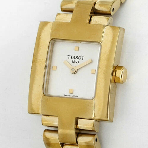 MAGNIFIQUE MONTRE FEMME Tissot Carr e Plaqu e Or 18 Carats Verre