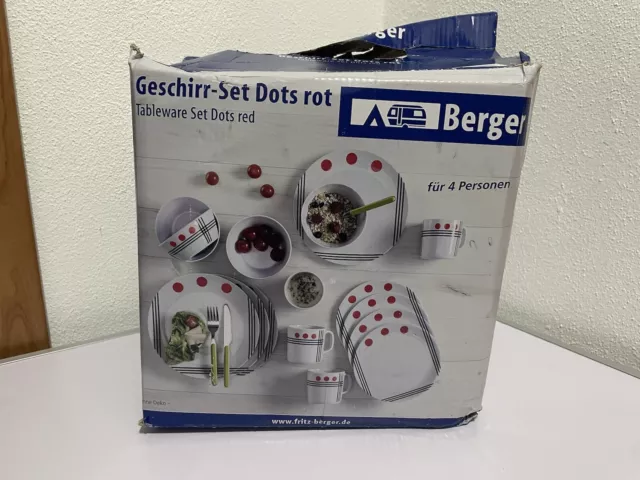 Berger Dots Melamin Geschirr-Set 16 teilig Rot