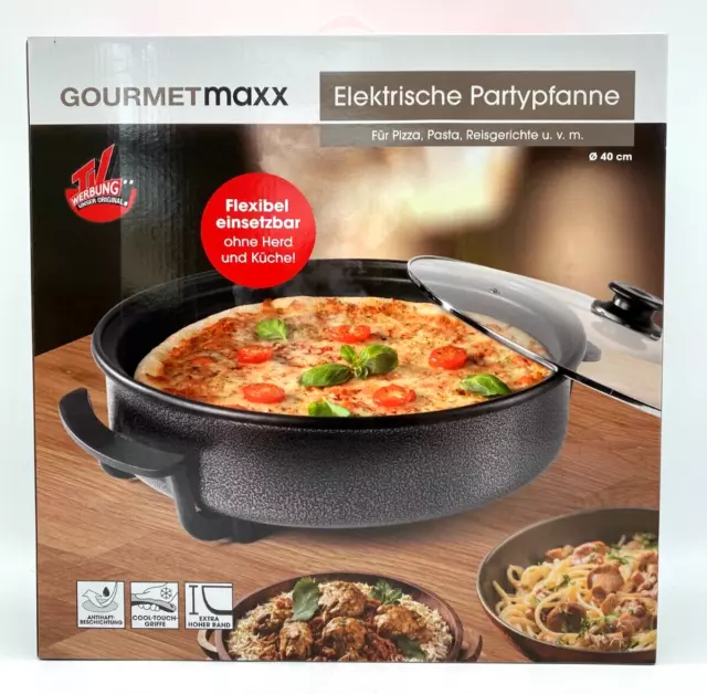 Gourmetmaxx Elektrische Partypfanne extra hoher Rand elektrisch 1500W Neu