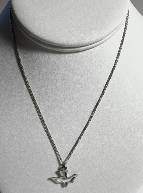 Jewelry Necklace Chain Rope Silver Tone Dove Pendant 9 Inches Spring Ring Closur
