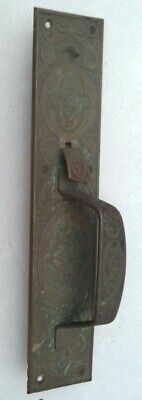 ornate antique Aesthetic movement solid bronze door handle plate
