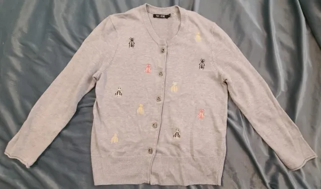 Nwt Nic+Zoe Women's Busy Bee Gray Linen Blend Button Cardigan Size Xs Reg $148