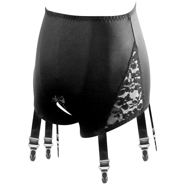 OPEN CROTCH HIGH Waist Garter Panty 6 Straps Suspender Belt Sexy